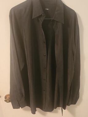All Saints Men's Black Long-Sleeve Button Shirt